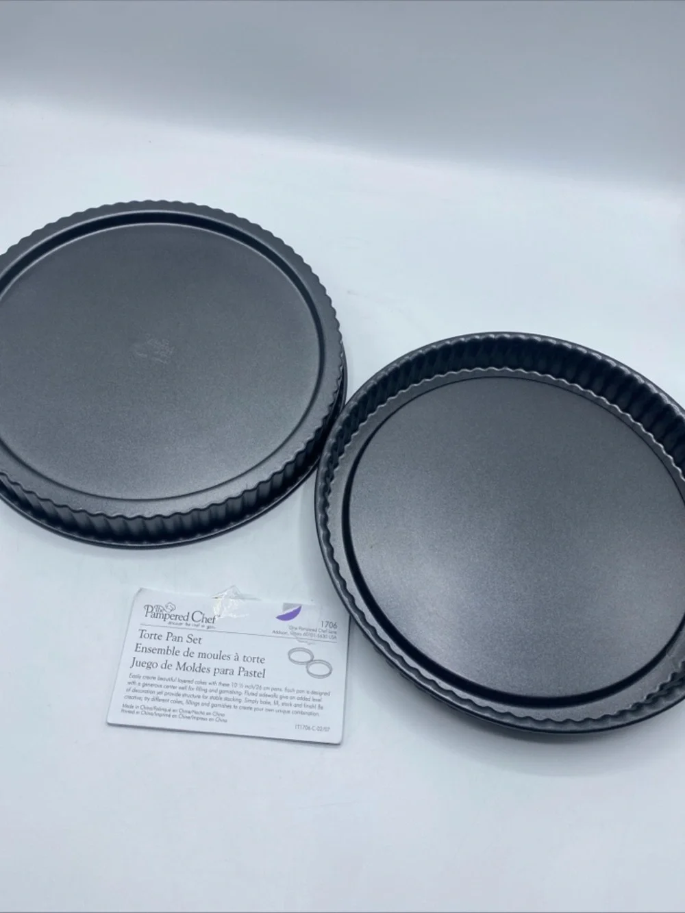 Pampered Chef Torte Pan Set 1706 10 Inch W/Fluted Sides